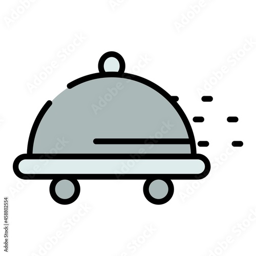 Wheeled tray icon. Outline wheeled tray vector icon color flat isolated