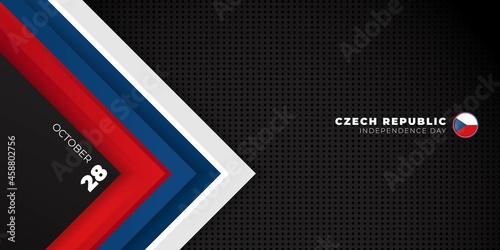 Geometric red, white and blue vector illustration on black background design. Czech Republic independence day background template.