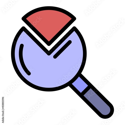 A quarter of the magnifier icon. Outline a quarter of the magnifier vector icon color flat isolated