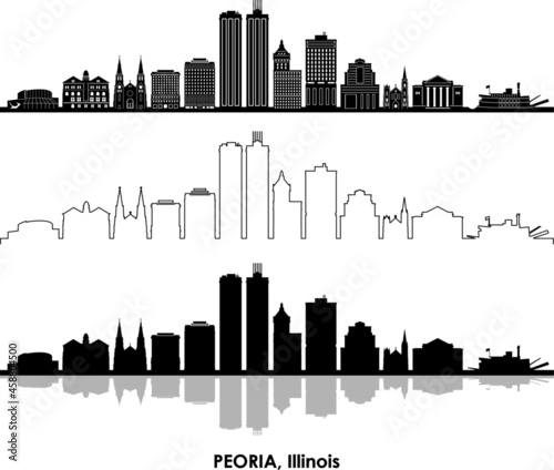PEORIA Illinois USA City Skyline Vector
 photo