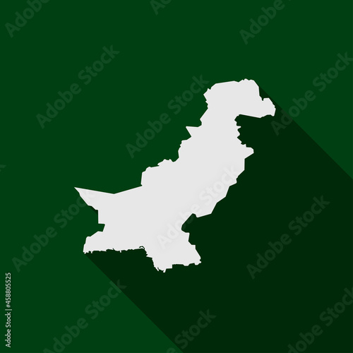 Map of Pakistan on green Background with long shadow