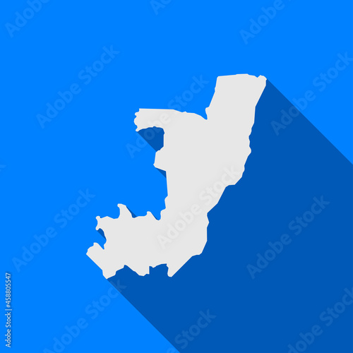 Map of Republic of the Congo on Blue Background with long shadow