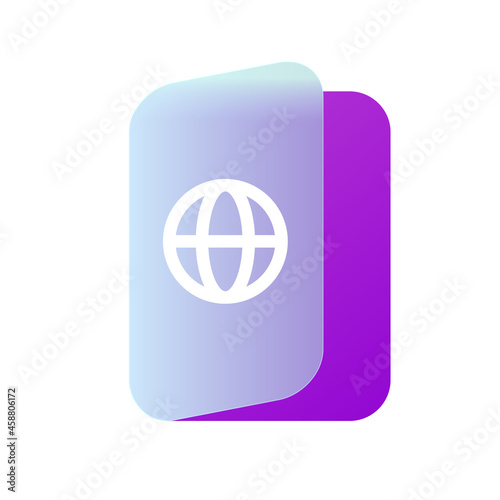 Vector modern trend icon in the style of glassmorphism with gradient, blur and transparency. international document or passport symbol and icon