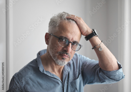 portrait of a mature man at home