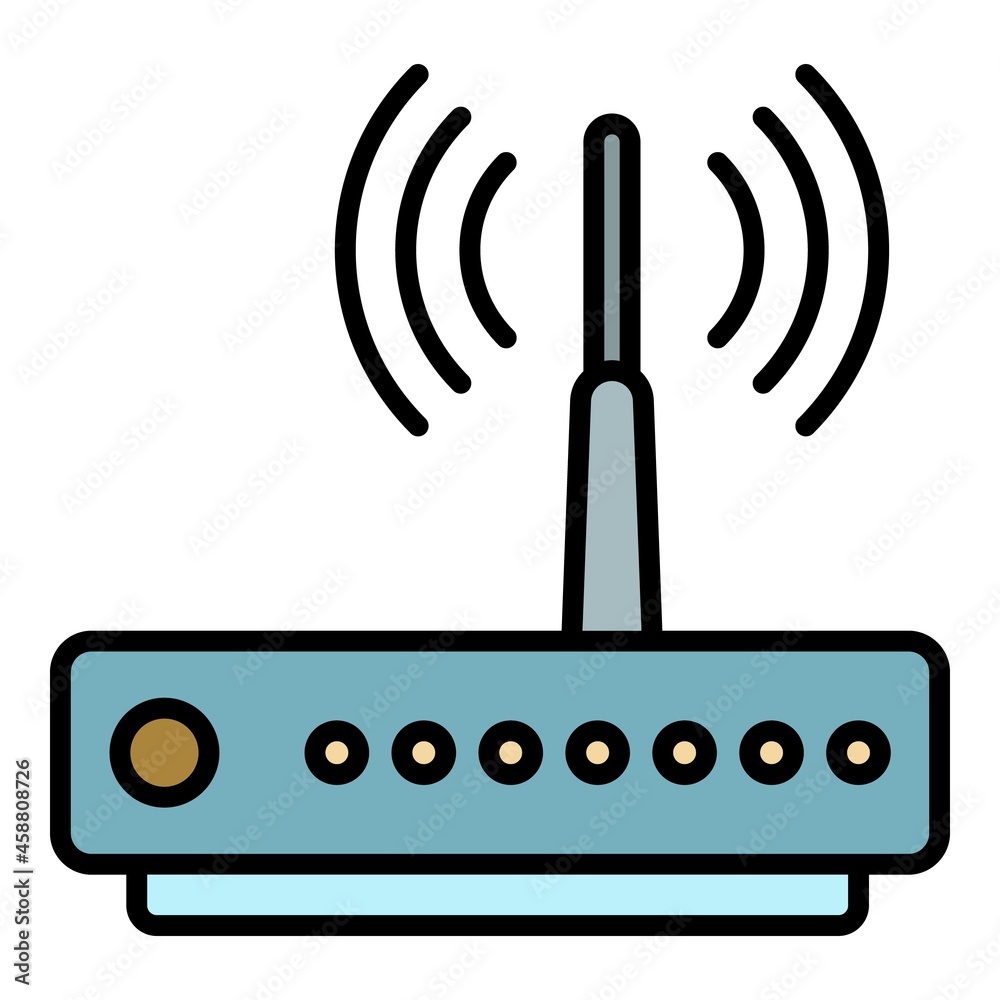 Modern router icon. Outline modern router vector icon color flat isolated Modern router icon. Outline modern router vector icon color flat isolated