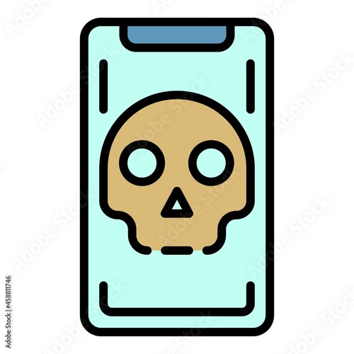 Hacked smartphone icon. Outline hacked smartphone vector icon color flat isolated