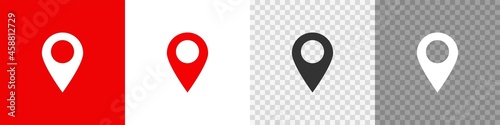 Set map pin icon in flat style. Button GPS pointer, vector