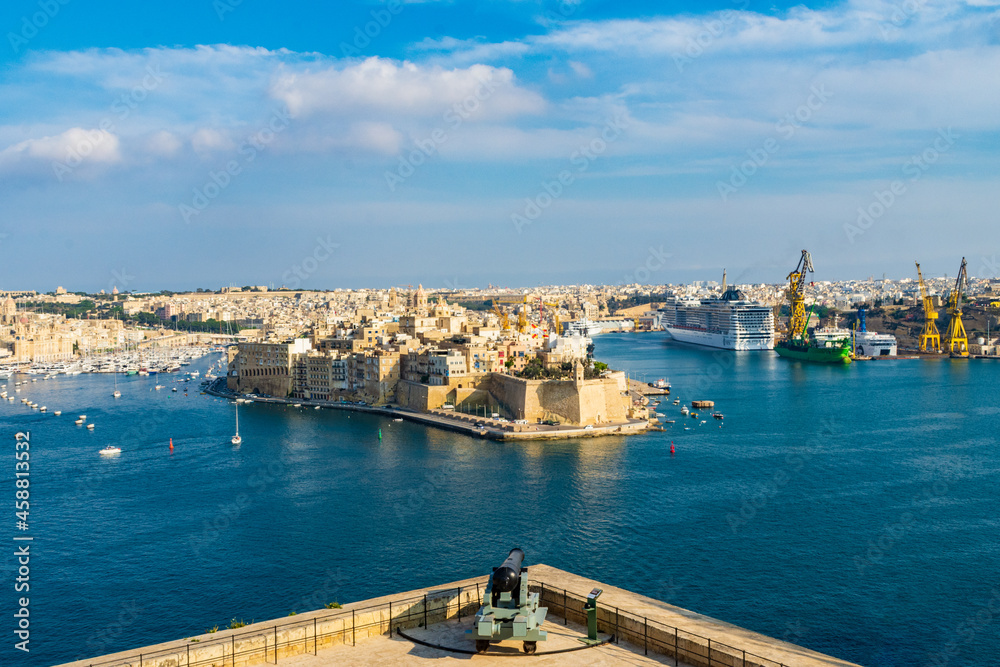 The Spur with the Gardjola Guard Tower at the tip of the fortified city of Senglea, which is one of the Three Cities in the Grand Harbour area.