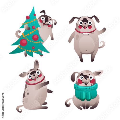 Set of Happy dogs character  vector illustration EPS 10