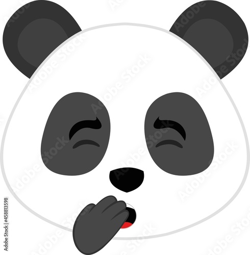Vector emoticon illustration of the face of a cartoon panda bear yawning