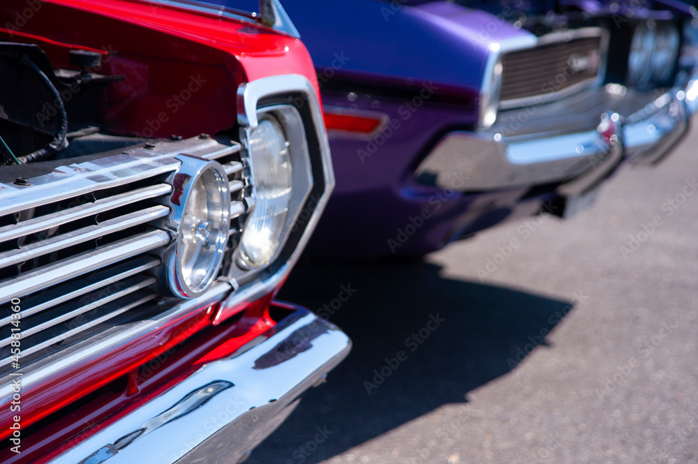 Old American cars at classic automobile show Old American cars at classic automobile show