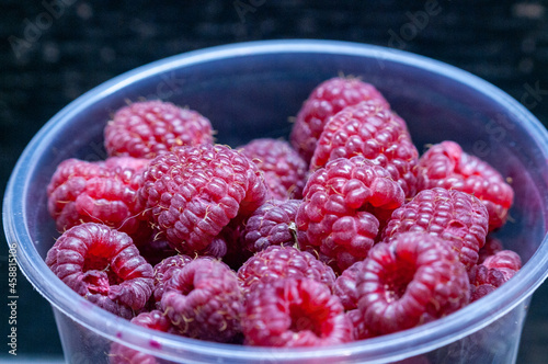 raspberries in a bowl