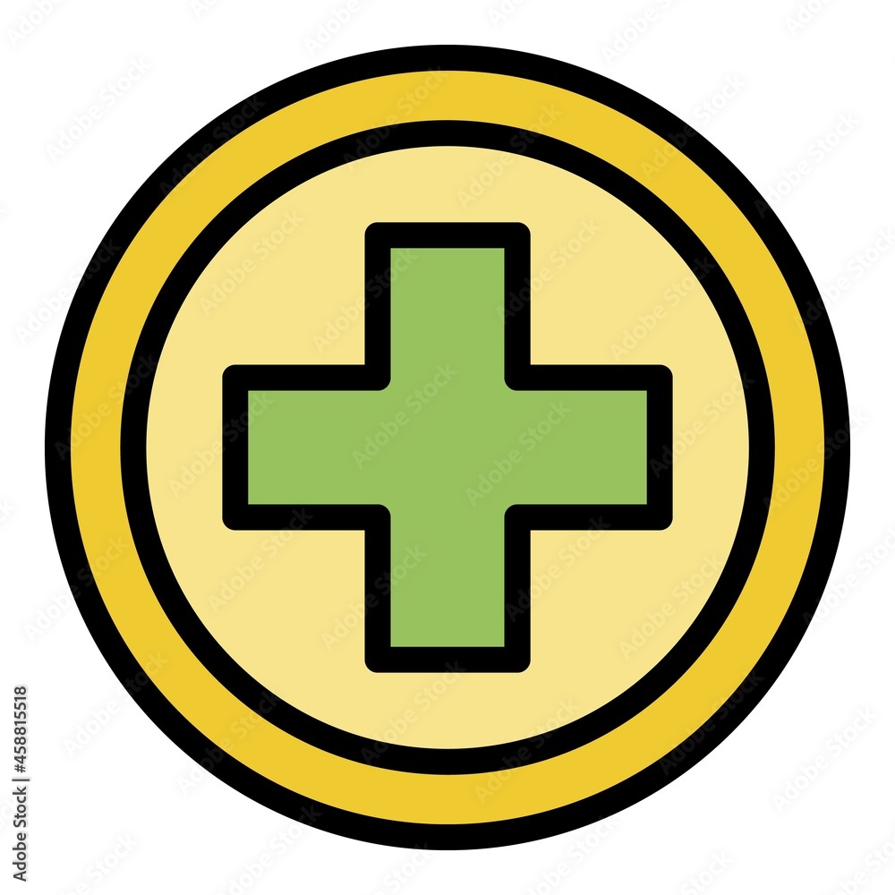 Medical cross circle icon. Outline medical cross circle vector icon color flat isolated Medical cross circle icon. Outline medical cross circle vector icon color flat isolated