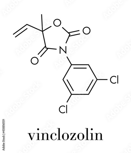 Vinclozolin fungicide molecule. Skeletal formula.