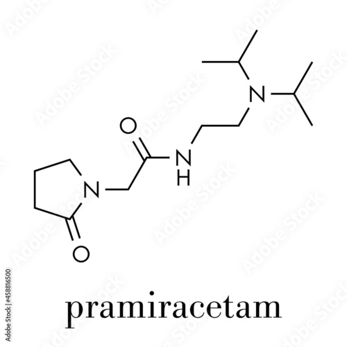 Pramiracetam drug molecule. Skeletal formula.