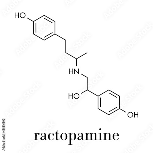 Ractopamine feed additive molecule. Skeletal formula. photo