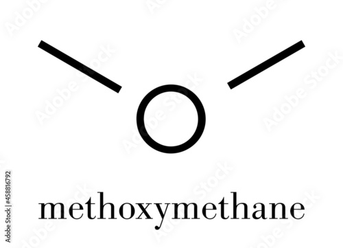 Dimethyl ether (methoxymethane, DME) molecule. Skeletal formula.