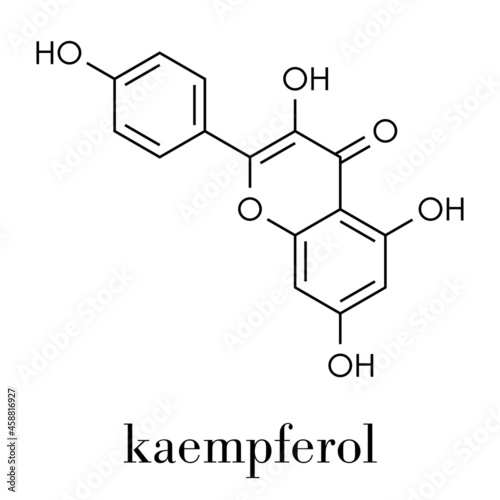 Kaempferol antioxidant molecule. Skeletal formula.