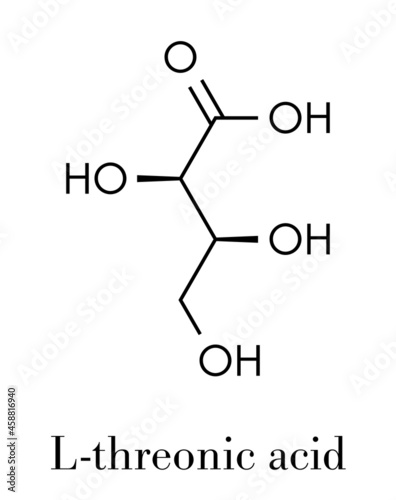 L-Threonic acid molecule. Skeletal formula.