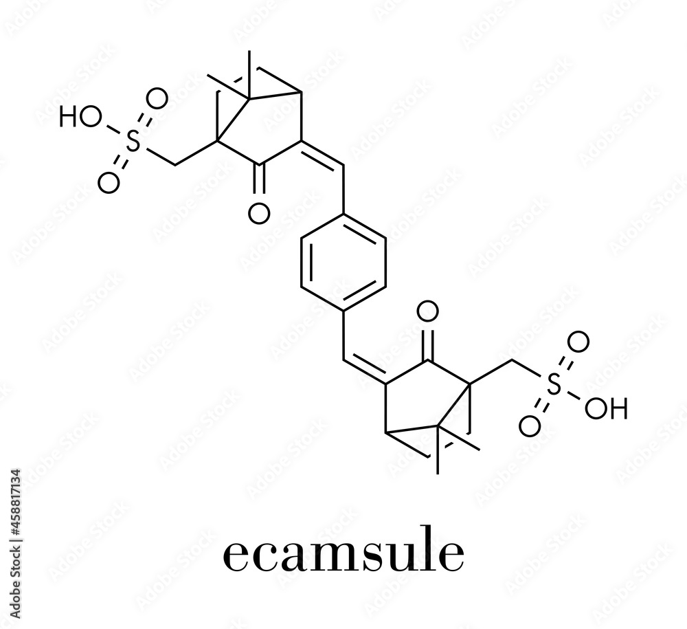 Ecamsule sunscreen molecule (UV filter). Skeletal formula.