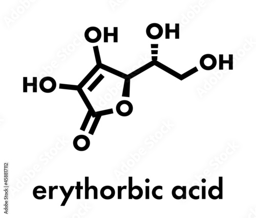 Erythorbic acid food preservative molecule (antioxidant). Skeletal formula.