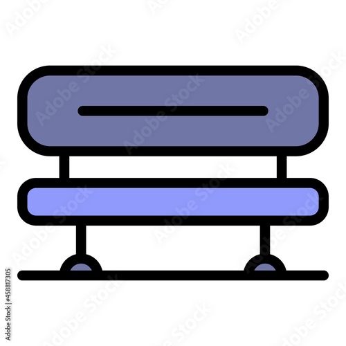 Outdoor bench icon. Outline outdoor bench vector icon color flat isolated