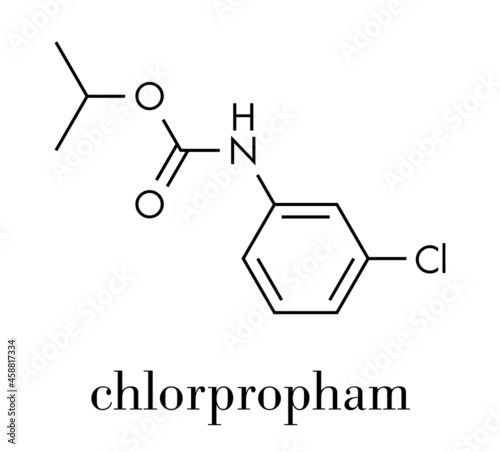 Chlorpropham herbicide molecule. Skeletal formula.