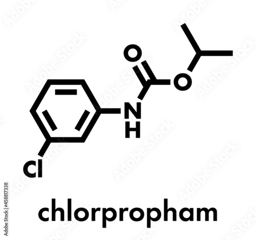 Chlorpropham herbicide molecule. Skeletal formula.
