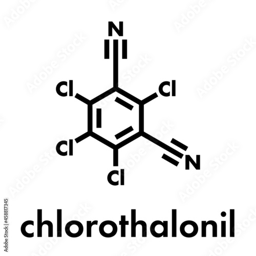 Chlorothalonil pesticide molecule. Skeletal formula.