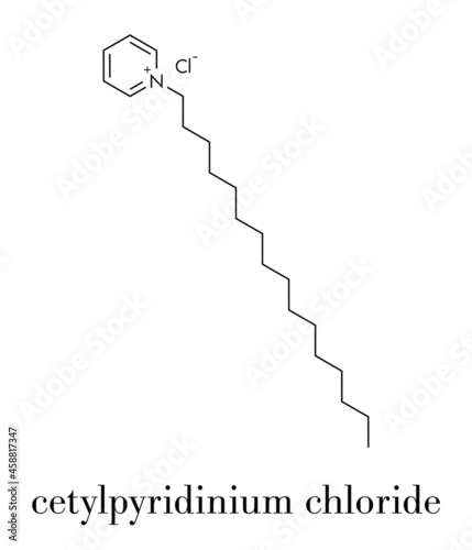 Cetylpyridinium chloride antiseptic molecule. Skeletal formula.