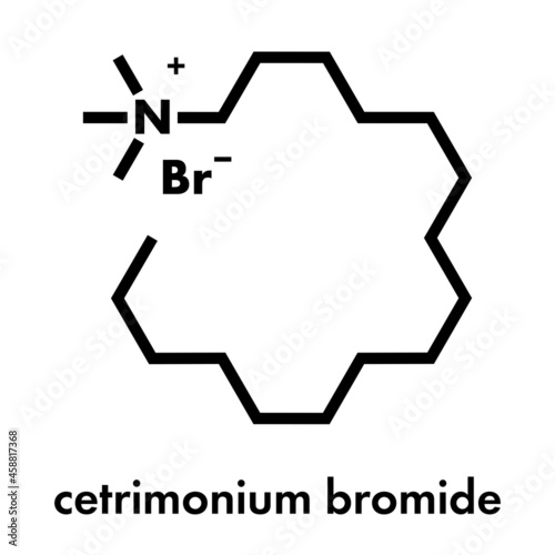 Cetrimonium bromide antiseptic surfactant molecule. Skeletal formula.