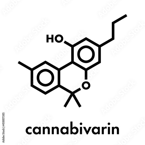 Cannabivarin or cannabivarol cannabinoid molecule. Skeletal formula.
