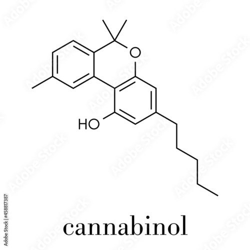 Cannabinol or CBN cannabinoid molecule. Skeletal formula.