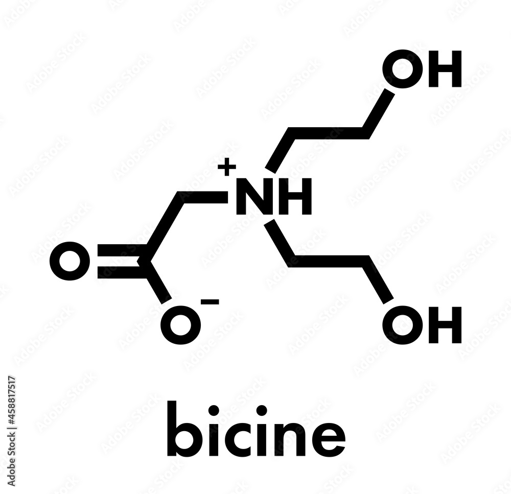 Bicine buffering agent molecule. Skeletal formula. Bicine buffering agent molecule. Skeletal formula.