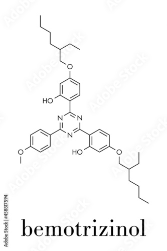 Bemotrizinol sunscreen molecule (UV filter). Skeletal formula.