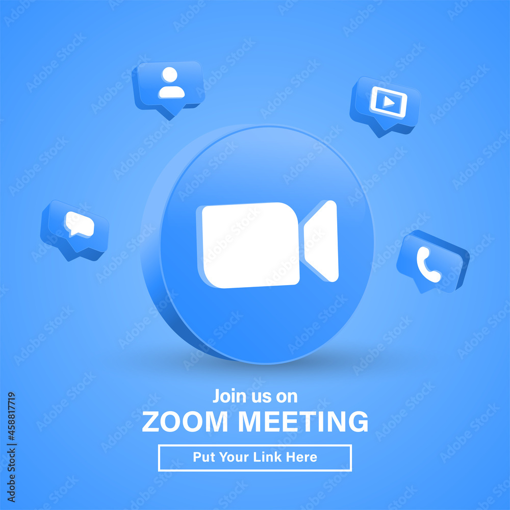 Vetor de join us on zoom meeting for social media icons banner in 3d ...