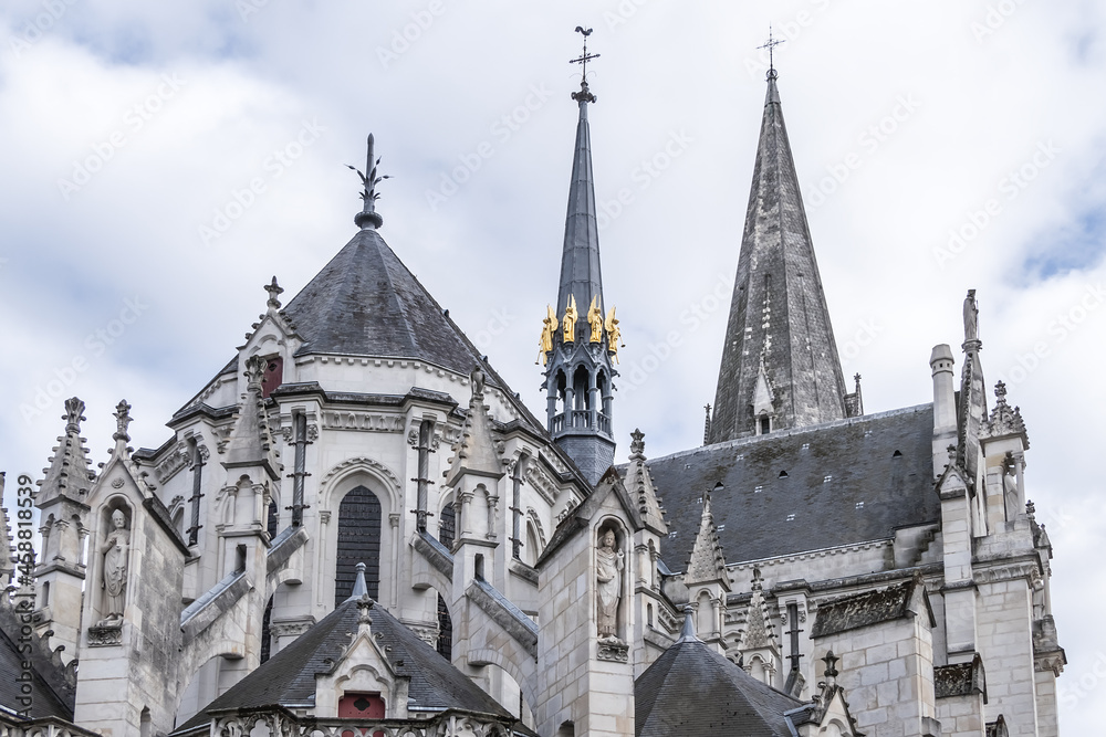 Basilica of Saint-Nicolas de Nantes (1869) - neo-Gothic Catholic basilica located in city center of Nantes. Loire Atlantique, France.