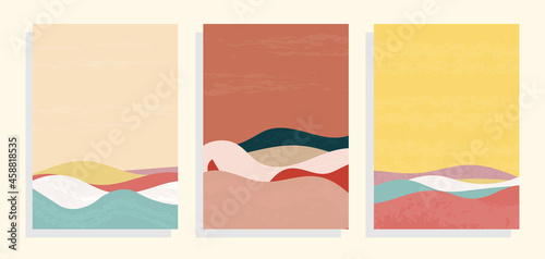 hills landscapes  vector illustration set