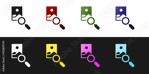 Set Photo retouching icon isolated on black and white background. Photographer, photography, retouch icon. Vector