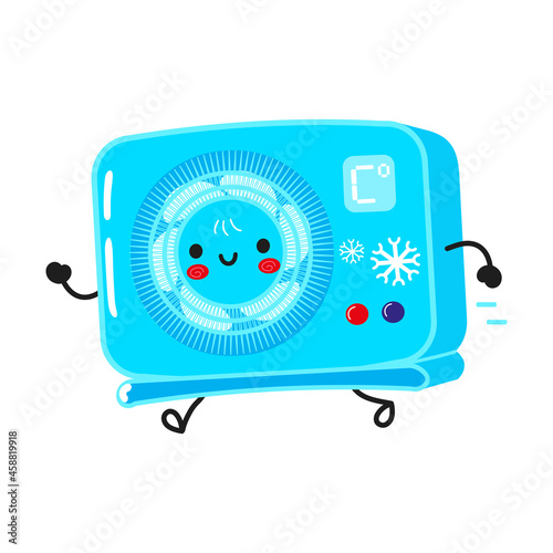 Cute funny running conditioning. Vector hand drawn cartoon kawaii character illustration icon. Isolated on white background. Run conditioning concept