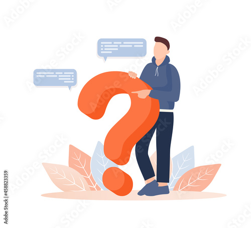 3d question people for landing page design. Flat vector illustration. People communicate. Vector illustration.