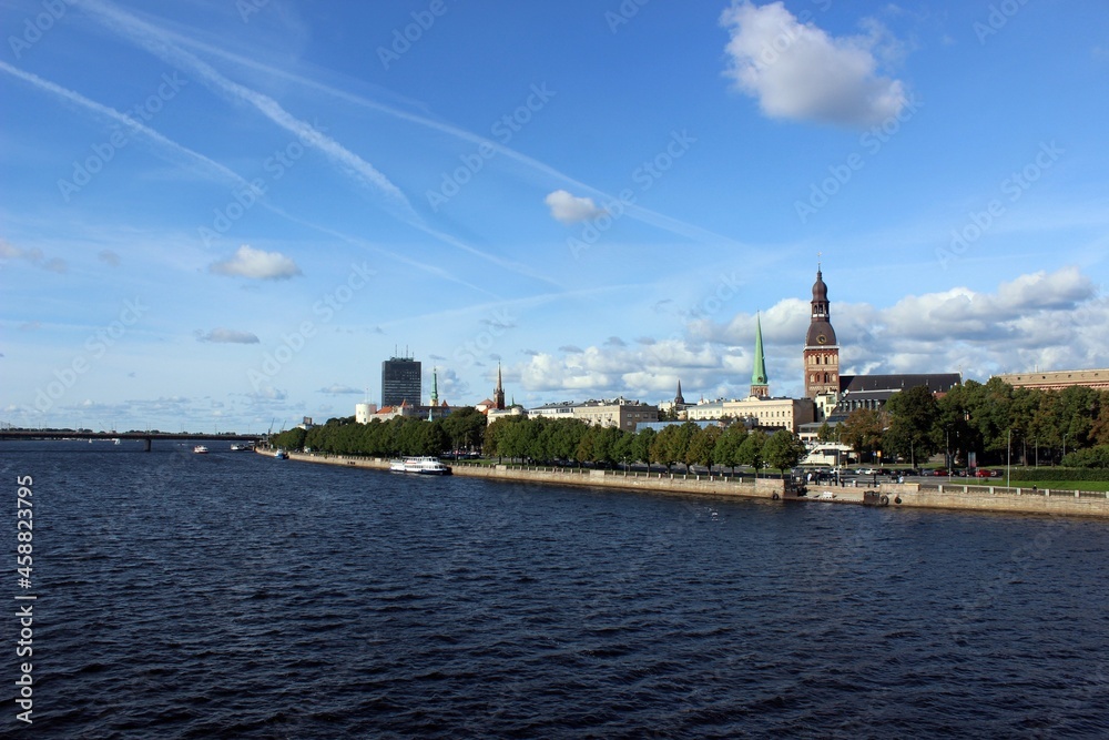 Skyline of Riga from Daugava River.