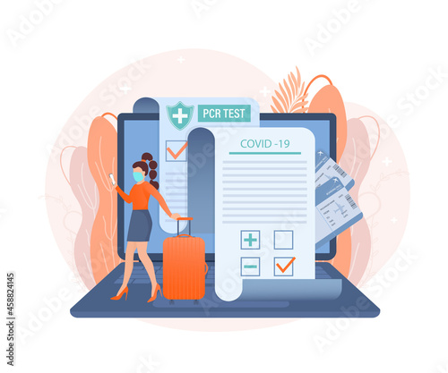 Illustration with negative pcr test people for paper design. Vector illustration. Covid test.