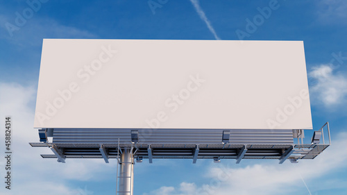 Advertising Billboard. Empty Large Format Sign against a Cloudy Afternoon Sky. Design Template. photo