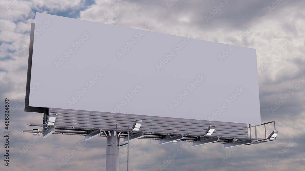 Advertising Billboard. Blank Large Format Sign against a Cloudy Afternoon Sky. Mockup Template. Advertising Billboard. Blank Large Format Sign against a Cloudy Afternoon Sky. Mockup Template.
