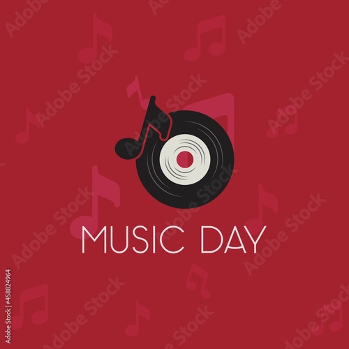 World Music Day with Red Base Color, International Music Day, music day social media post