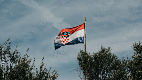 Croatian flag flying in the wind