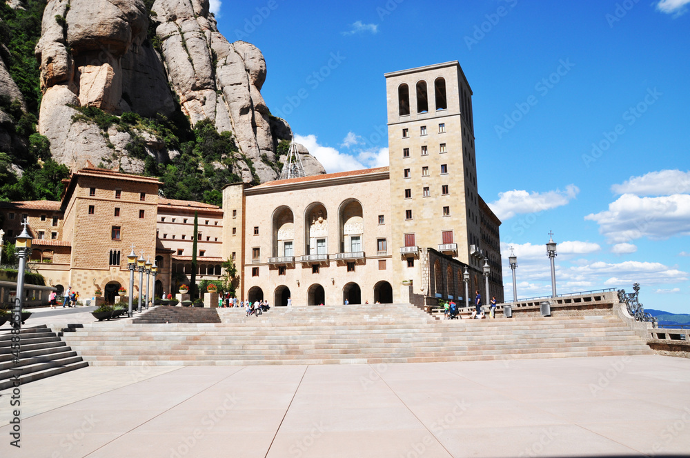 A large building in the Montserrat Monastery in Spain. June 20, 2013, Montserrat, Spain.