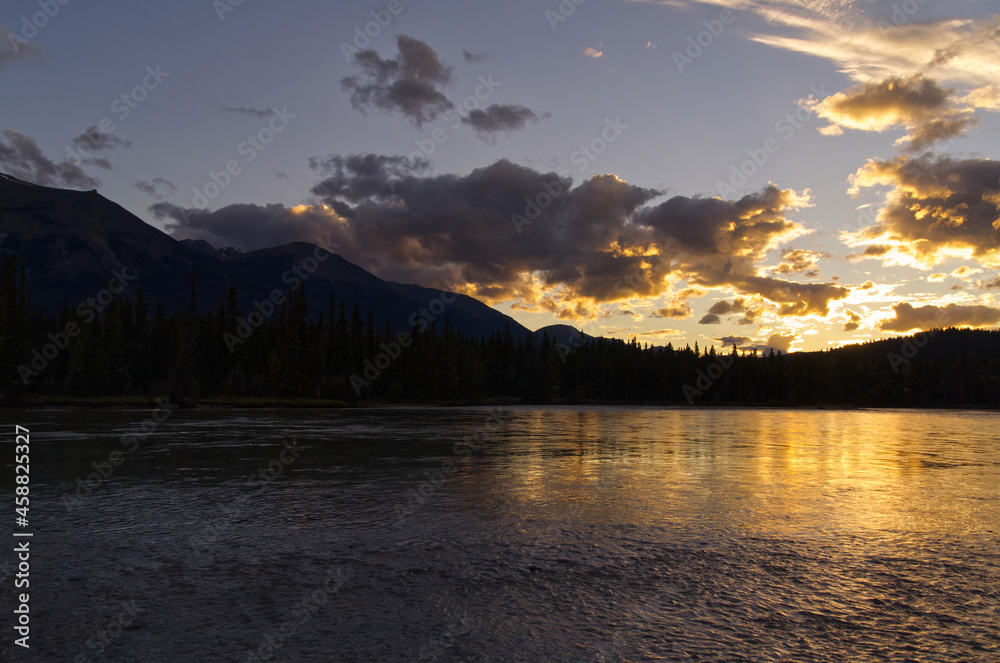 A Glowing Sunset over Athabasca River