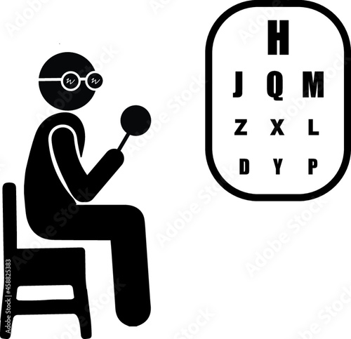 Eye Diagnosis Exam Surgery Optometrist Stick Figure Pictogram Icons
